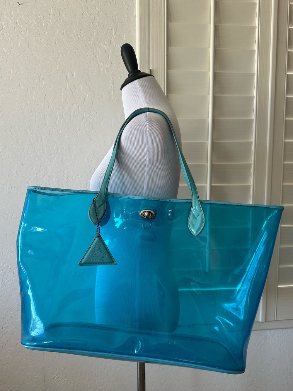 SORIAL CLEAR BLUE SPLASH TOTE SHOULDER BAG: YOUR SUMMER BEACH & POOL COMPANION - Picture 6 of 10